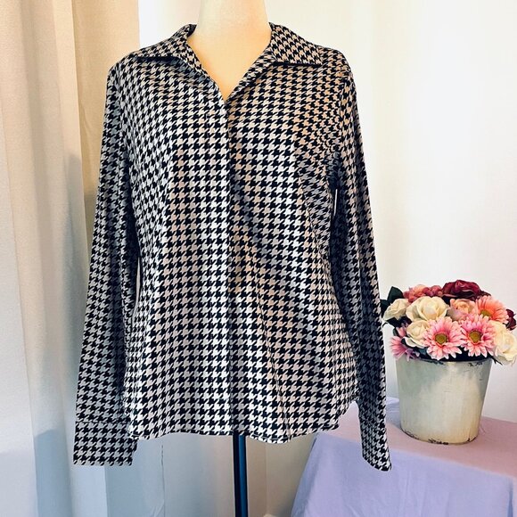 The Limited Houndstooth Blouse in Beige/Black (XL) New With Tags - Picture 1 of 10